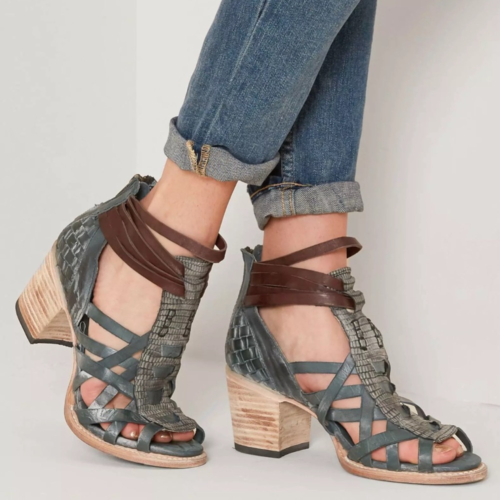 Freebird by Steven Penny Block Heel Sandals, Blue Multi, Size 7